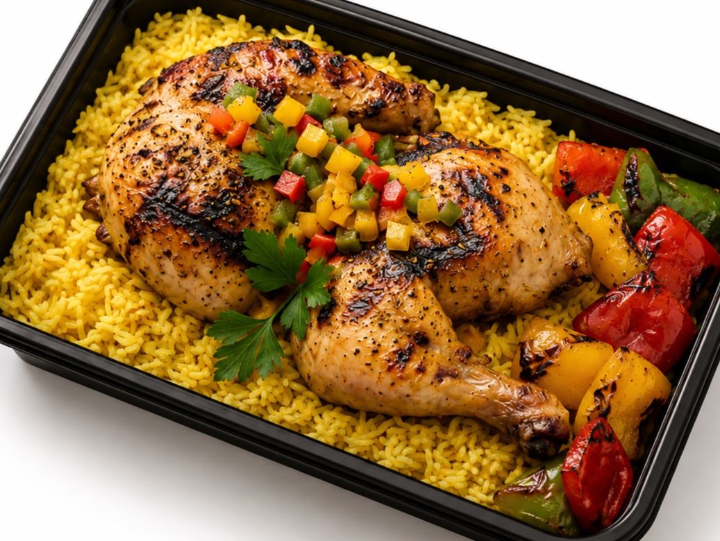 Half grilled chicken meal