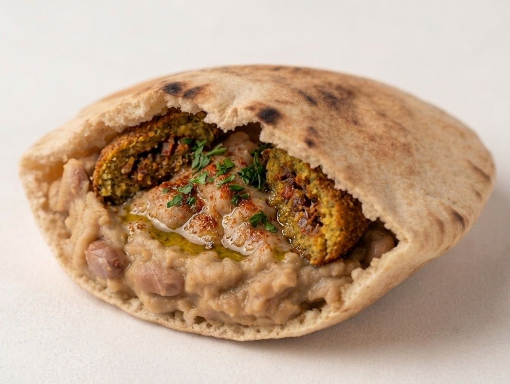 Mixed Foul and Stuffed Falafel Sandwich