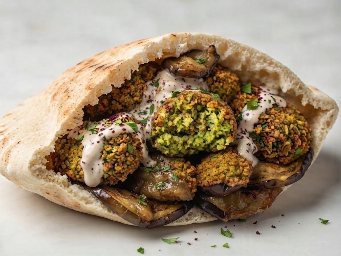 Falafel Potato Eggplant Sandwich
