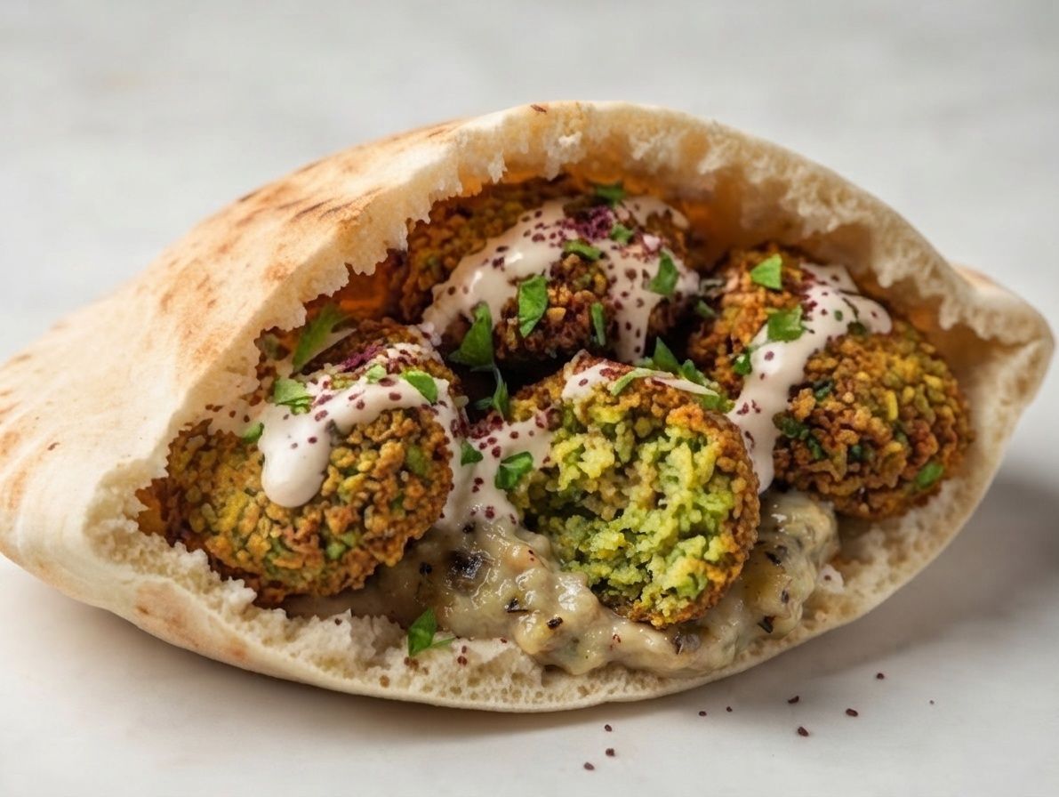 Falafel Sandwich Stuffed with Baba Ghanoush