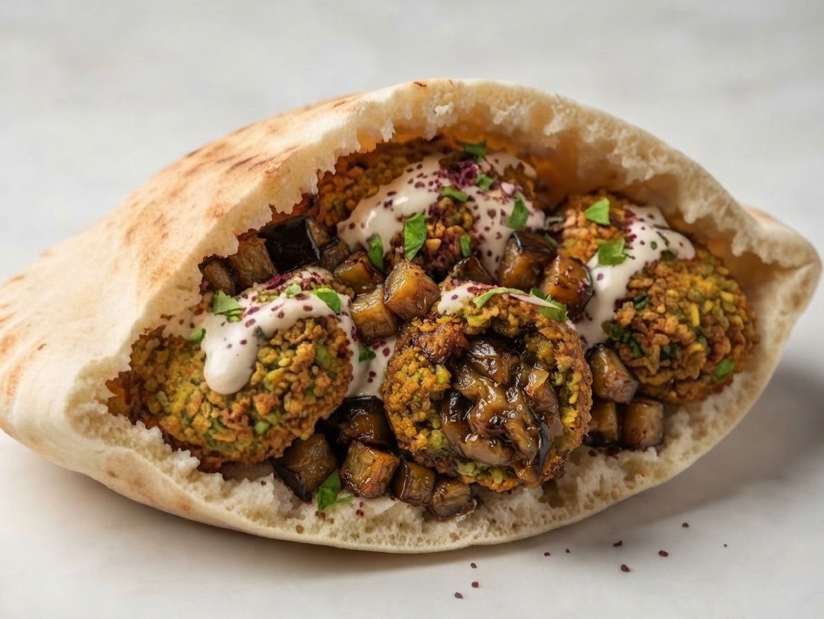 Falafel Sandwich Stuffed with Eggplant