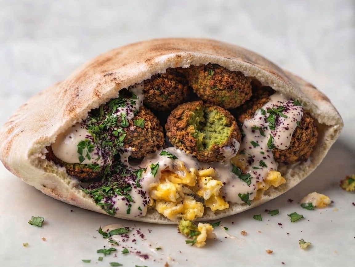 Falafel Sandwich with Fried Egg