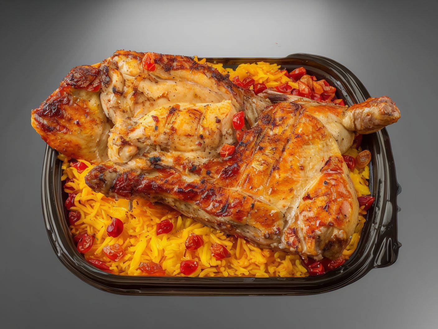Half grilled chicken with rice