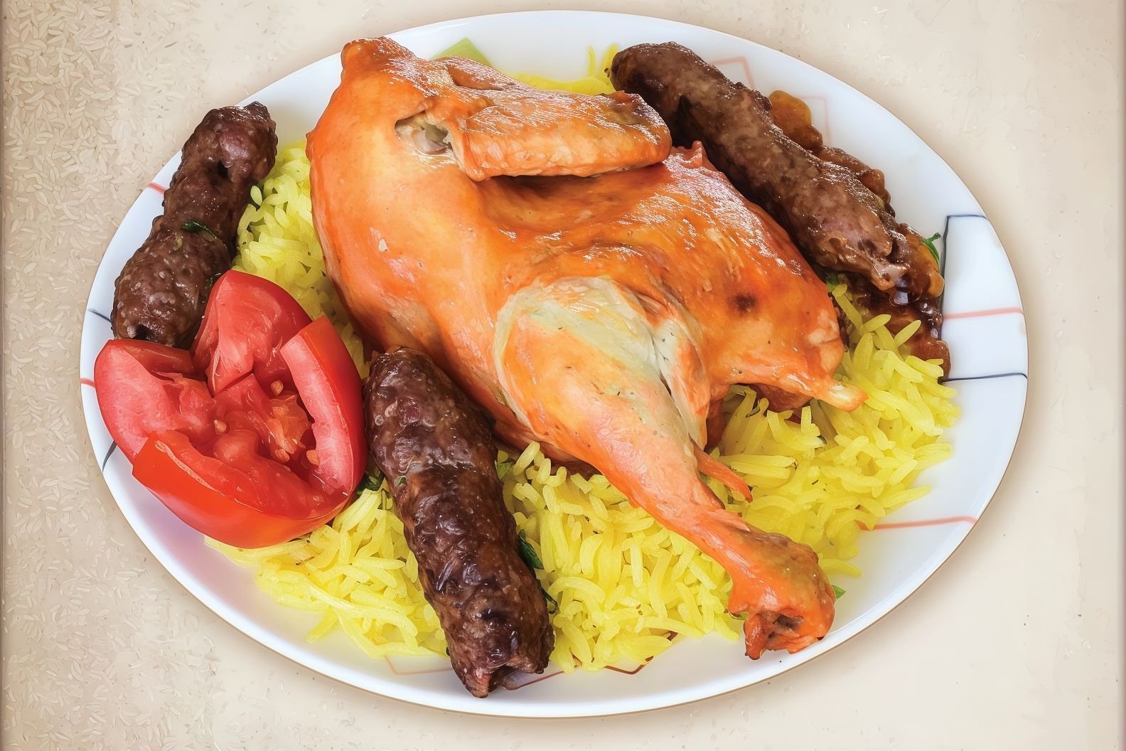3 Kofta Pieces, Half Mandi Chicken, and Rice