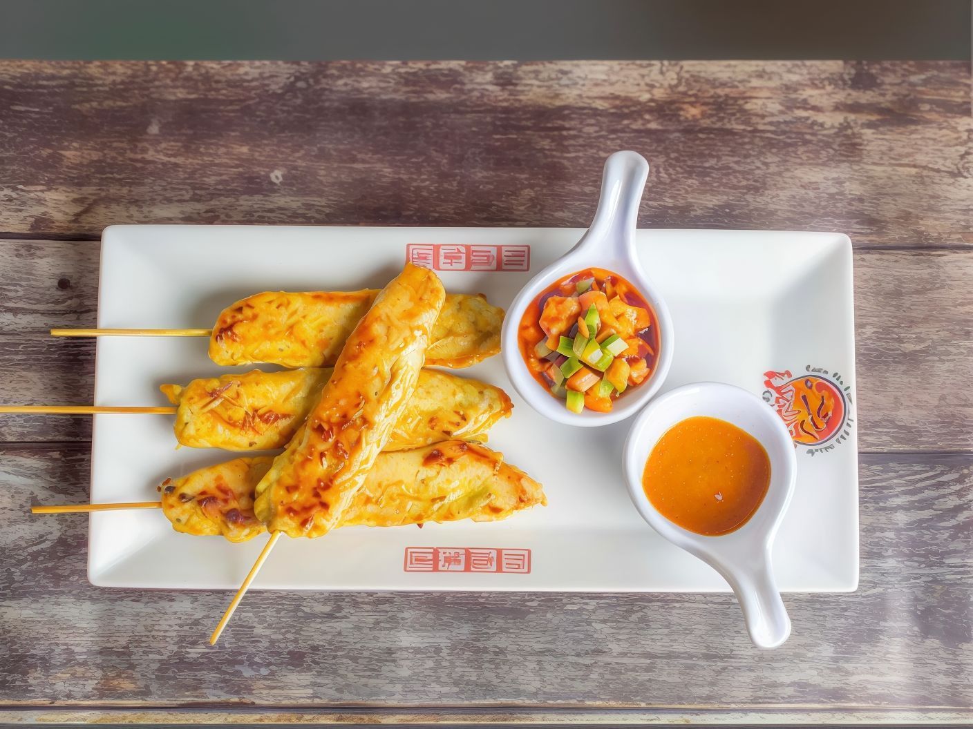 AT07 - Chicken Satay With Peanut Sauce 4 Pieces