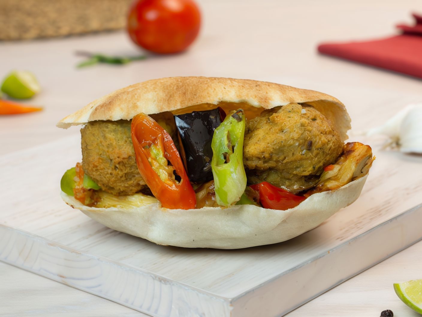 Ta'ameya Sandwich with Condiments