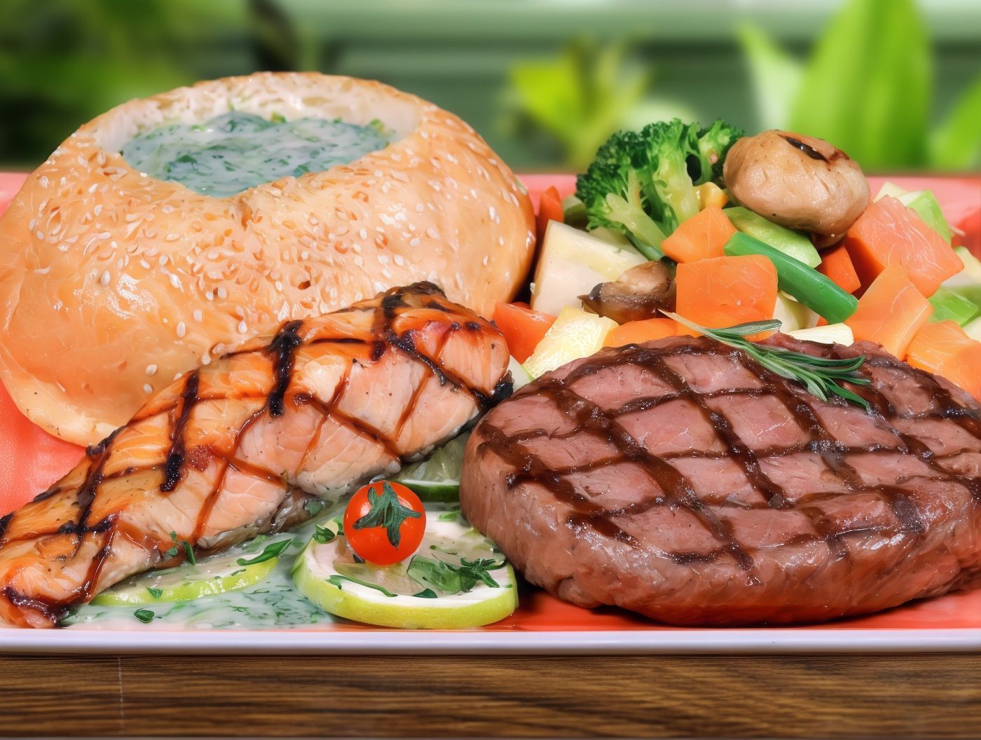 Beef And with Salmon Plate