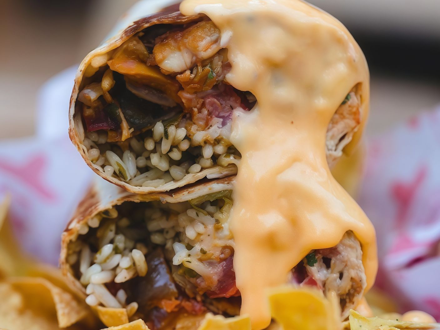 Nacho Tinga Chicken Slices Burrito