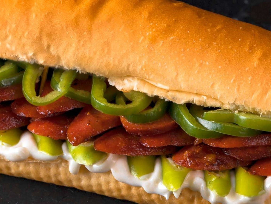 Large mixed sausage and fajita sandwich