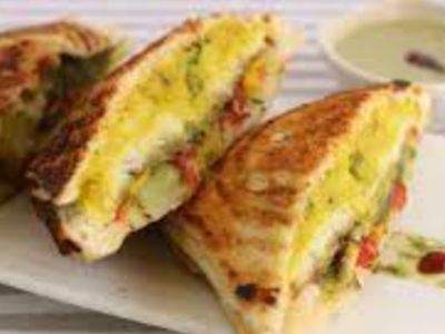Mashed potato sandwich with meat