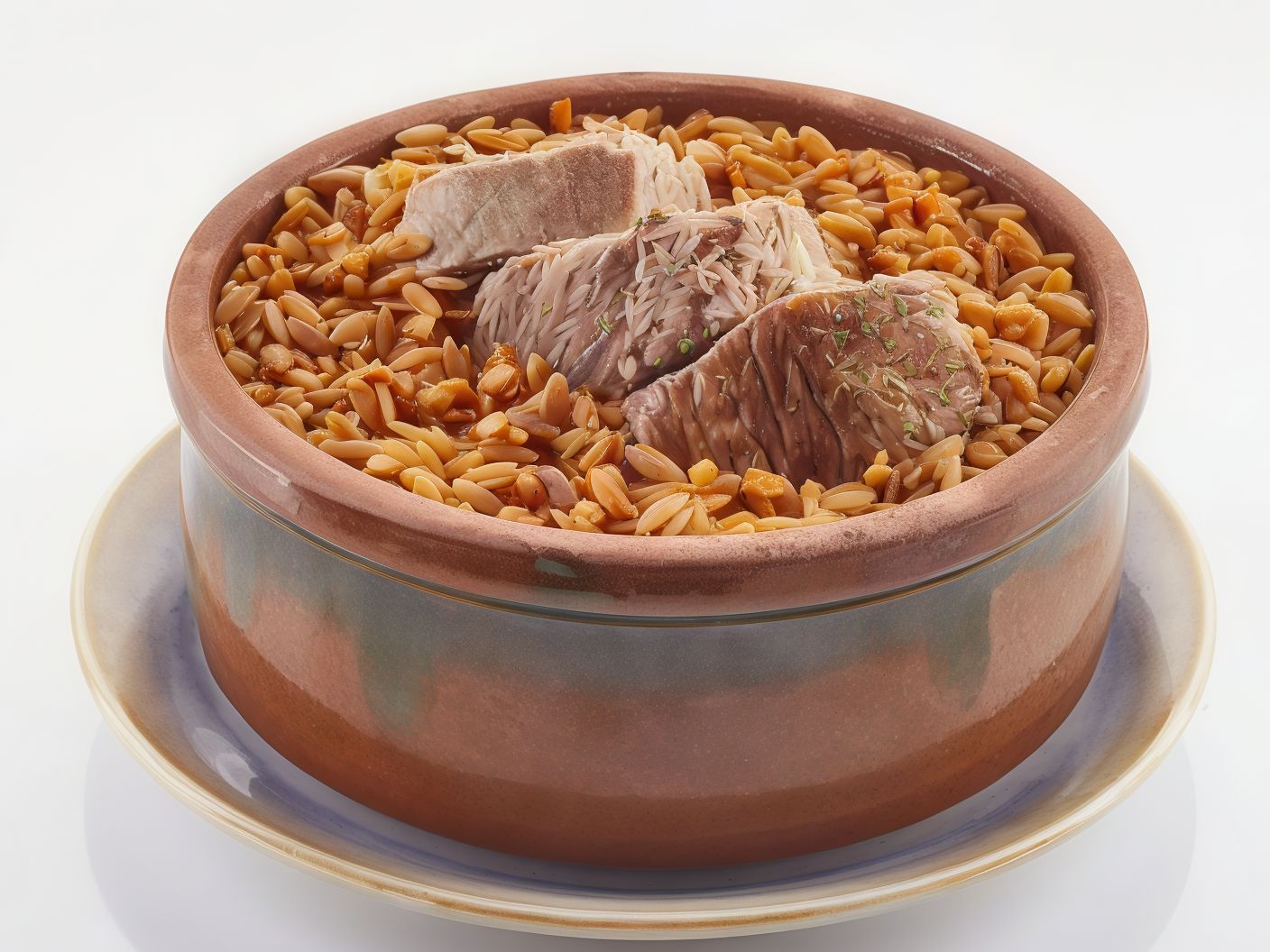 Orzo pasta casserole with veal