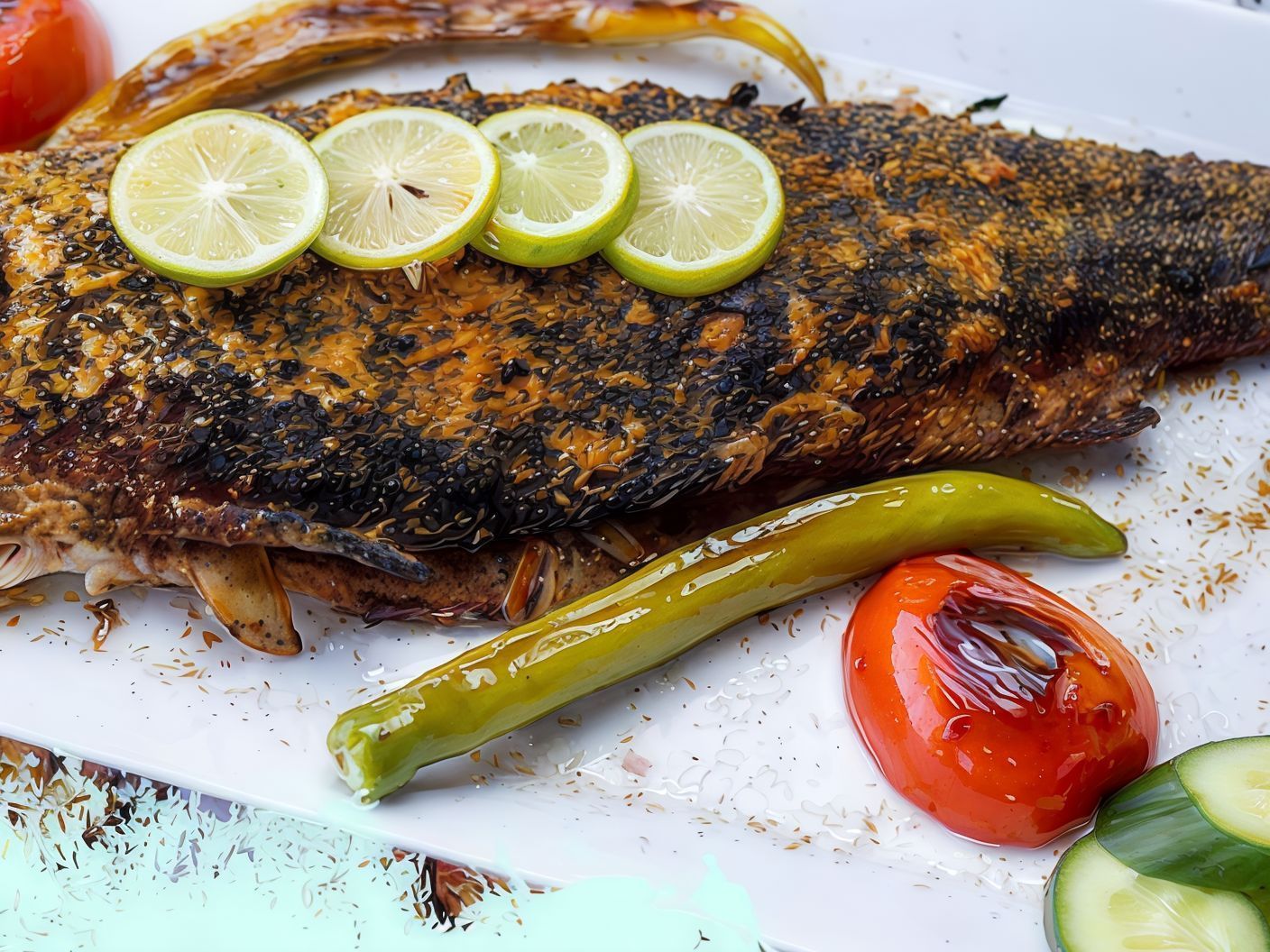 Tilapia Fish With Seafood Soup Meal