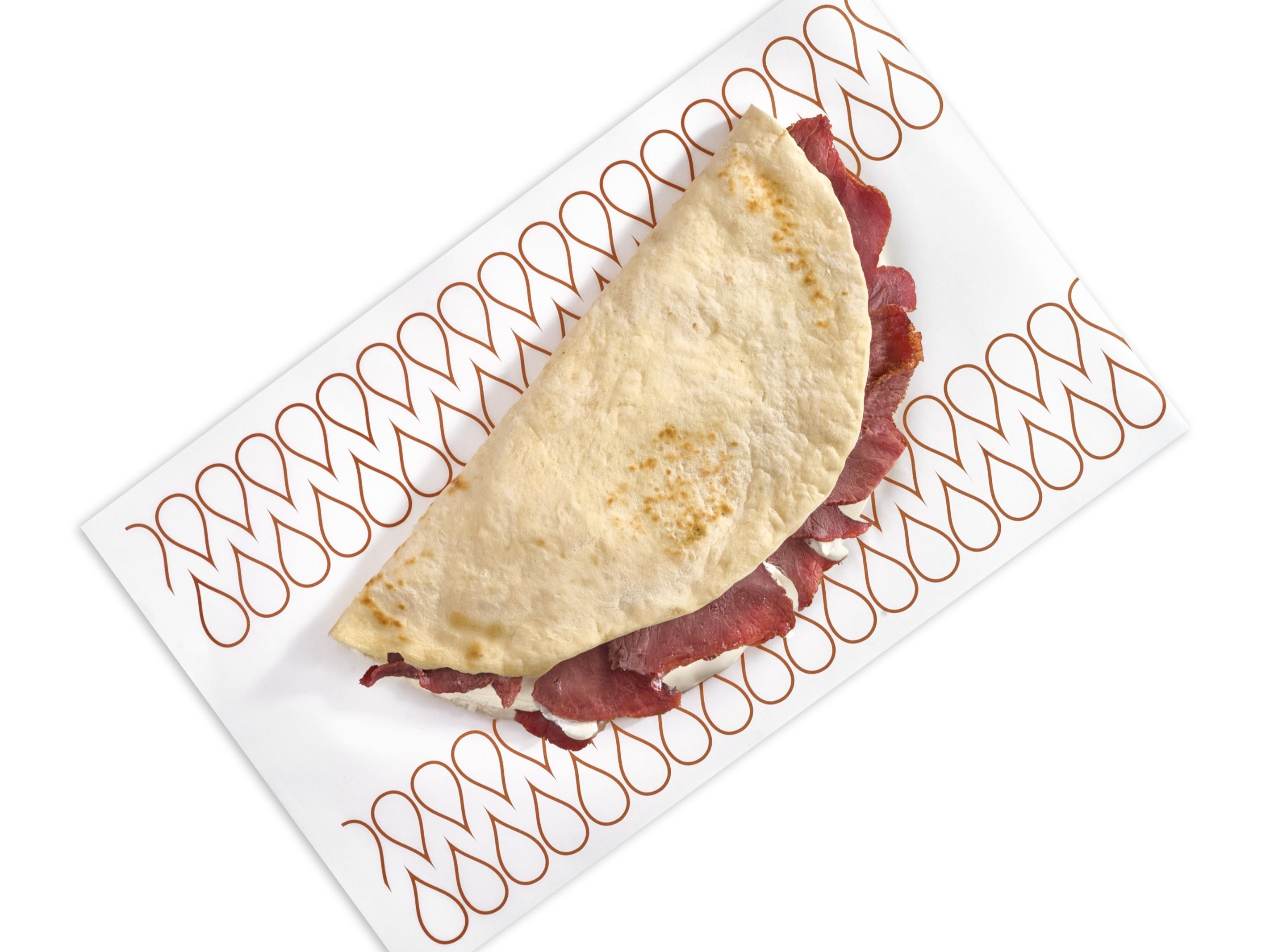 Kiri Cheese Man'ousheh with Pastrami