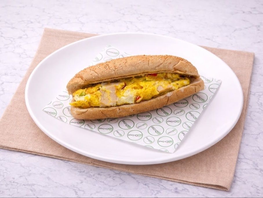 Mushroom omelet sandwich