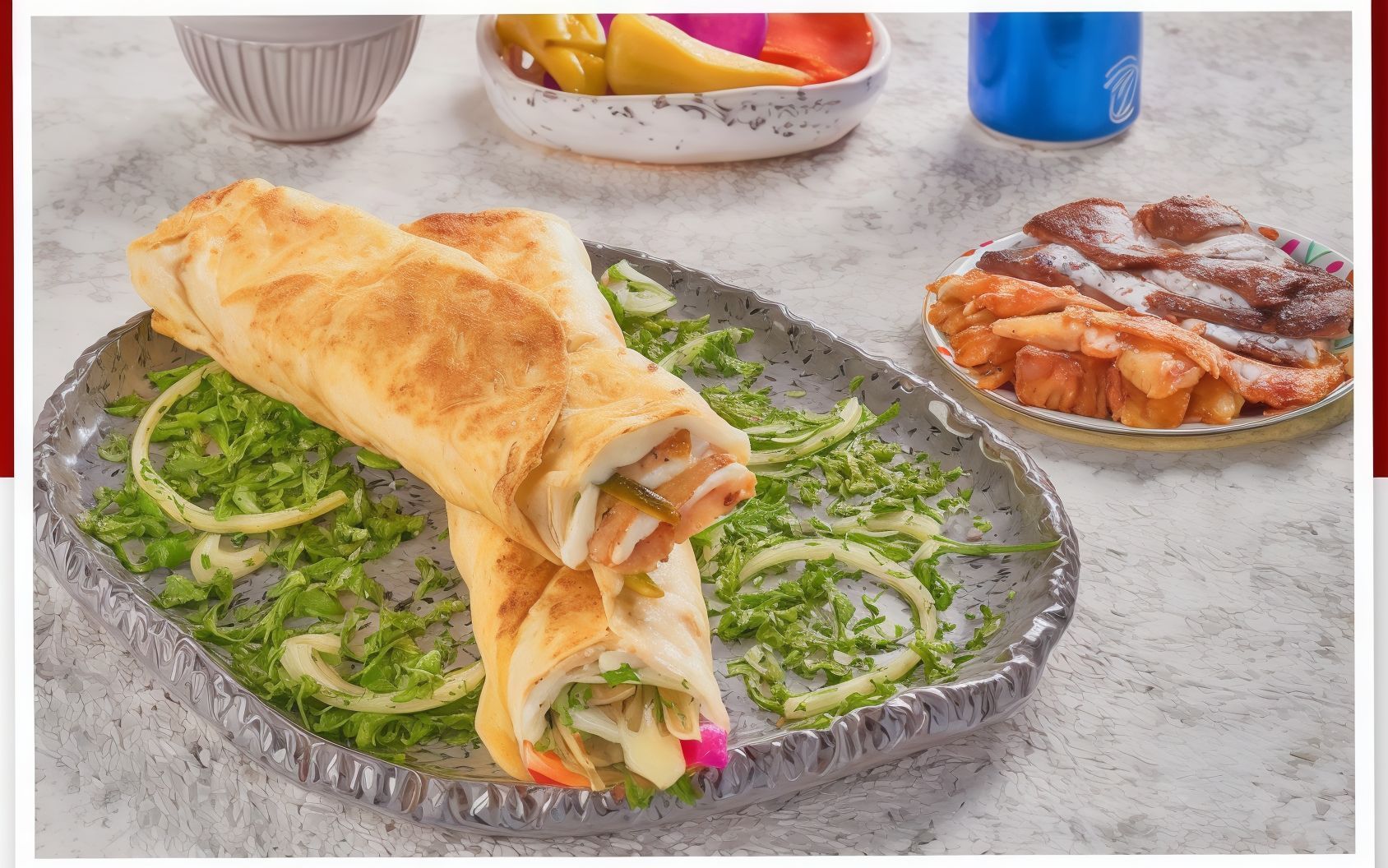 2 Shawerma Chicken Saj And Mini Pepsi Offer