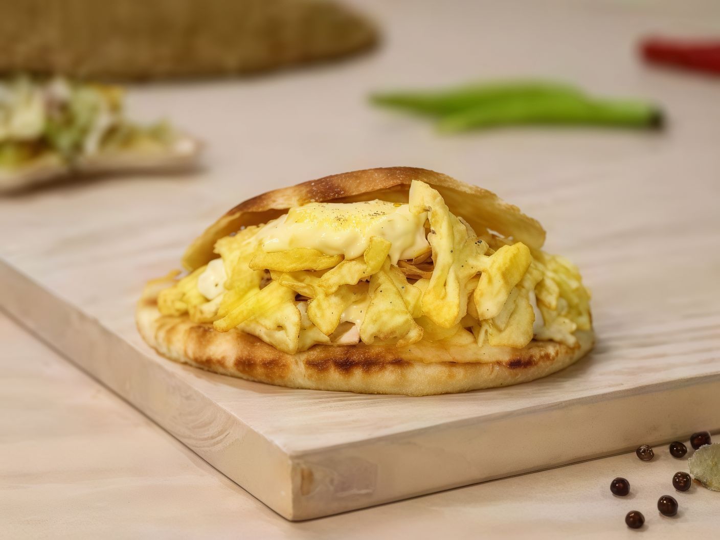 French fries sandwich with fried egg