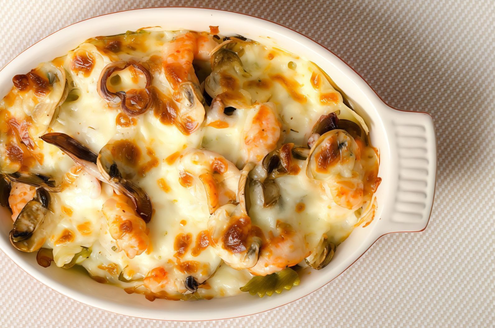 White seafood pasta