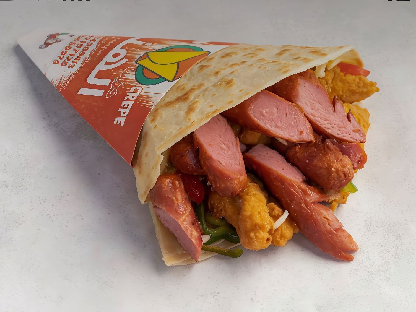 Crispy Chicken On Hot Dog Crepe