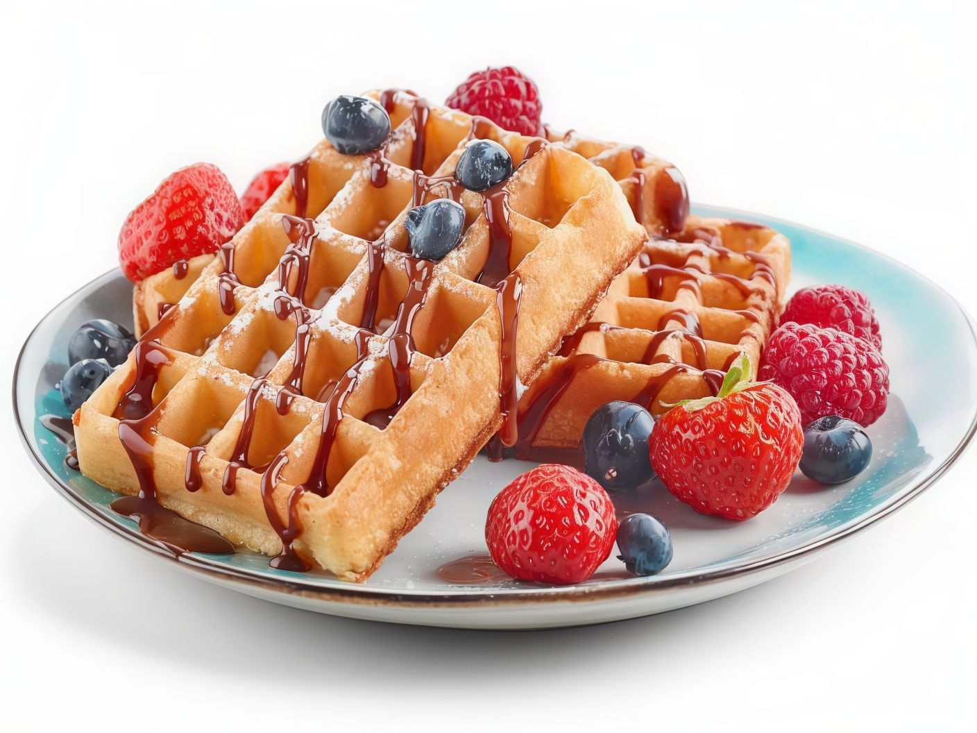 Chocolate Two Types Of Fruits Waffle