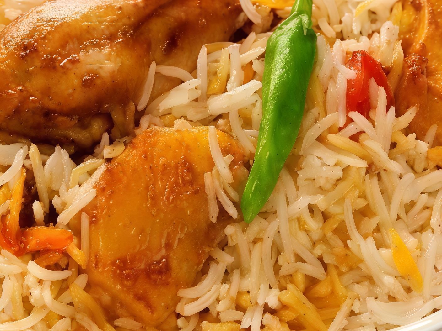 Quarter chicken breast biryani