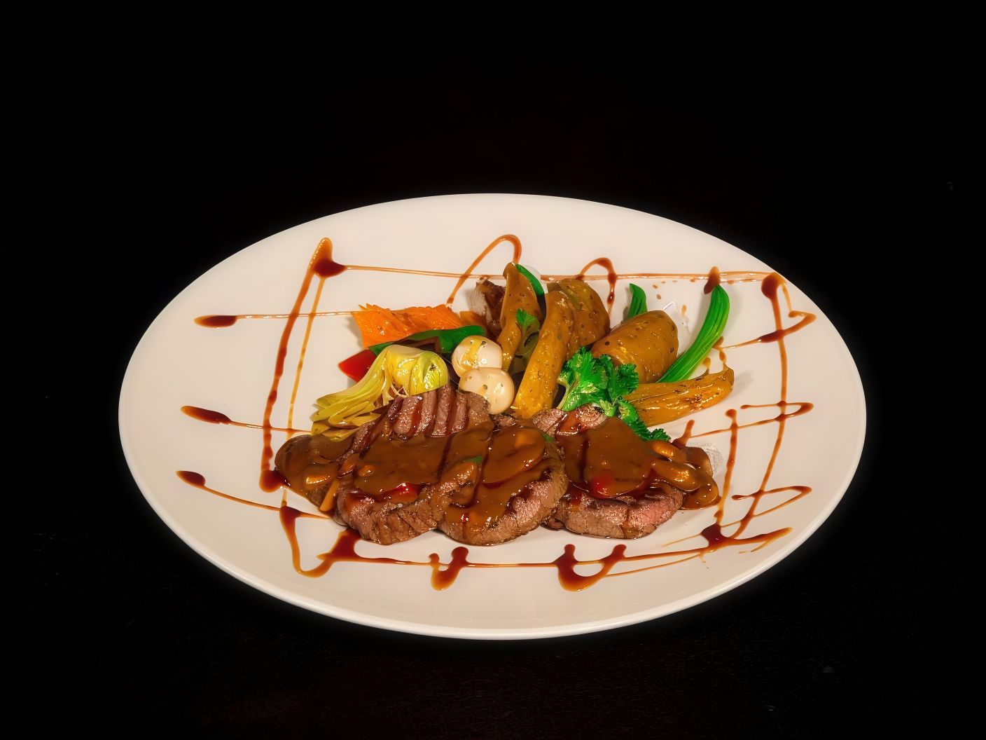 Beef Medallion With Mushroom Sauce Platter