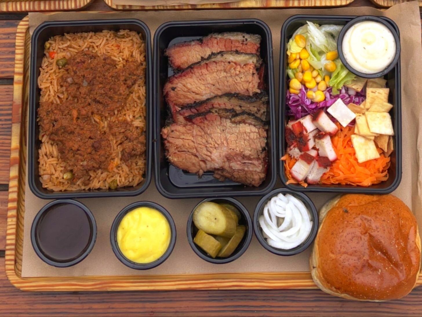 Brisket lunch meal