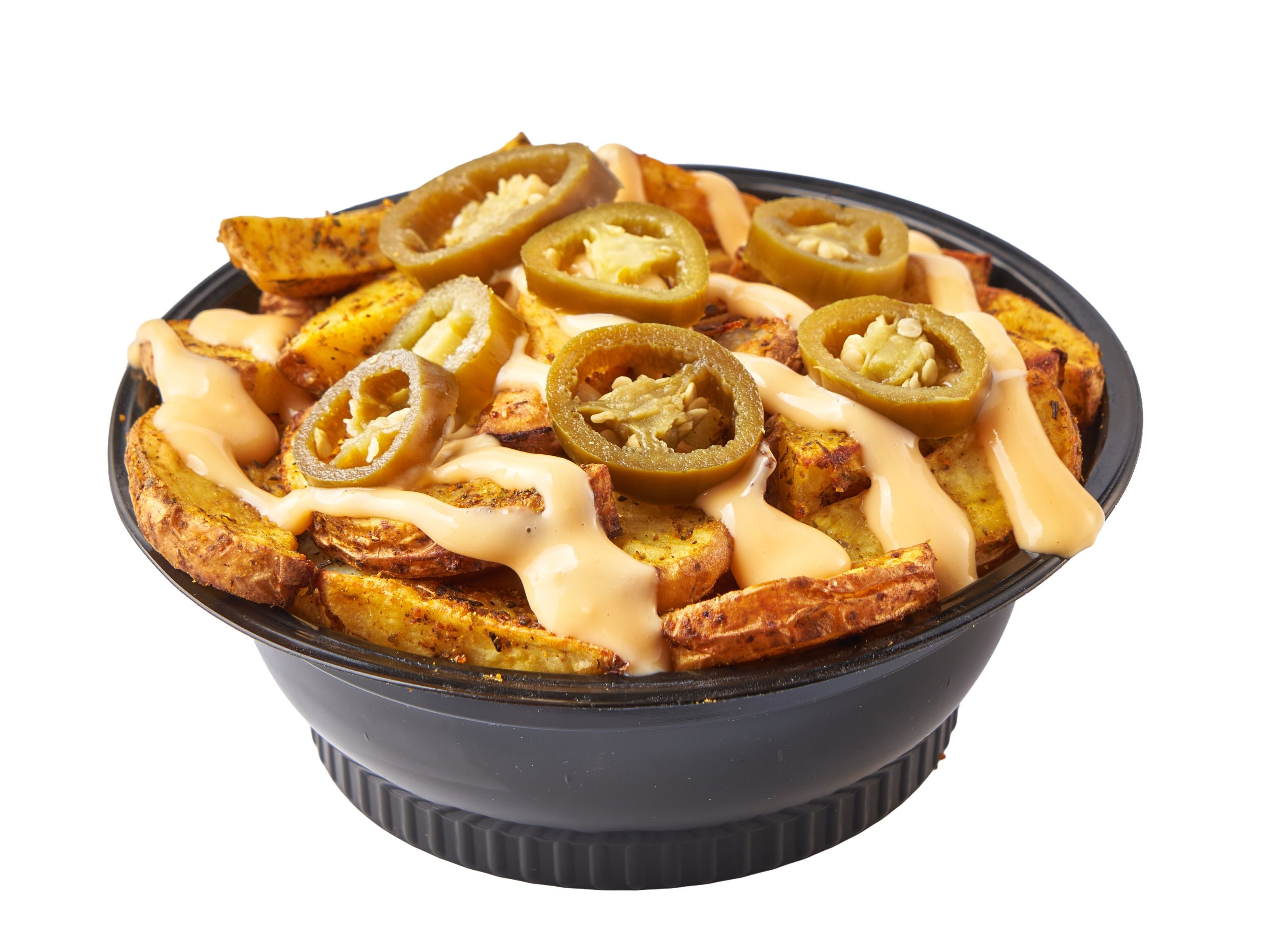 Potato Wedges With Jalapeno And Cheese Sauce