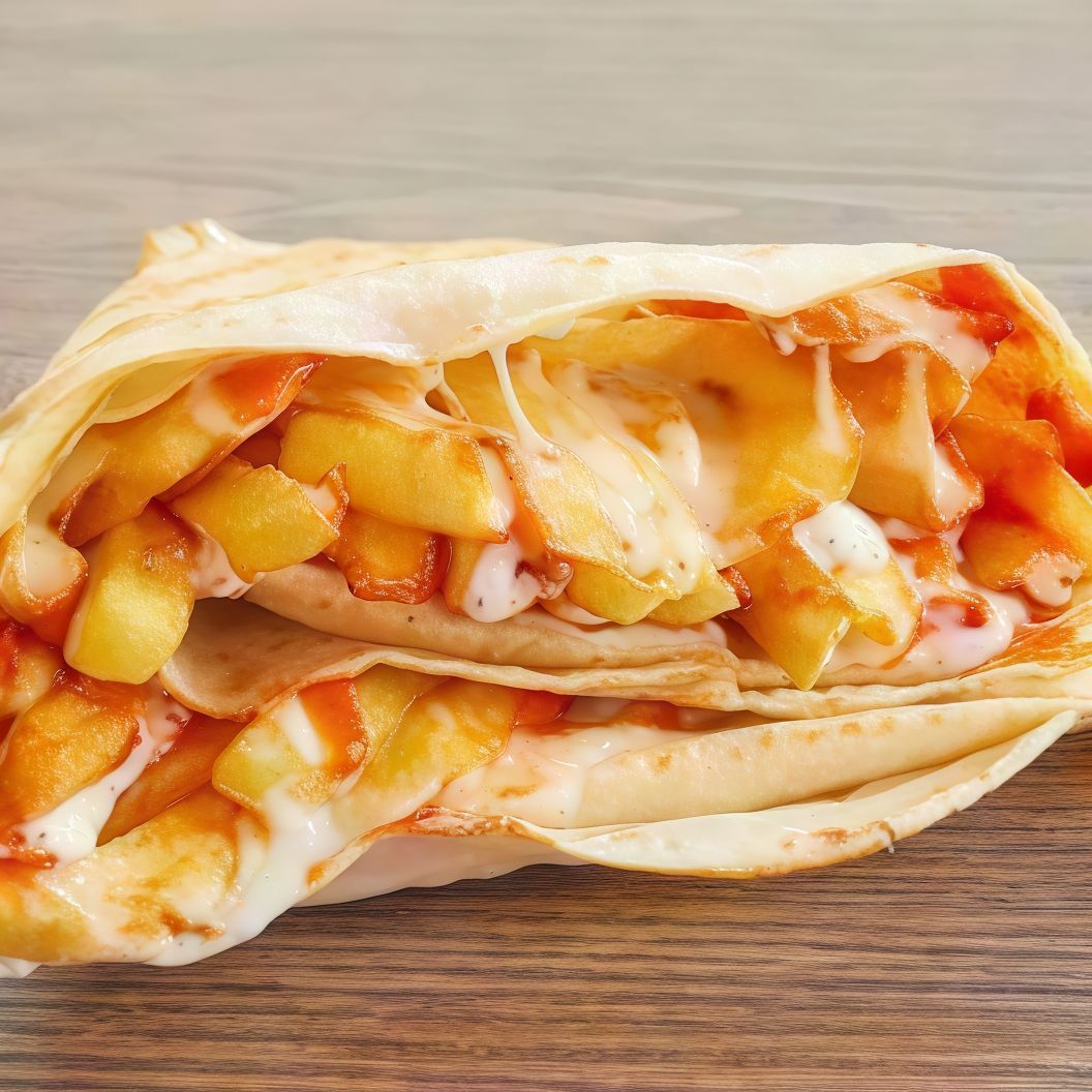 French Fries With Kiri Cheese Crepe