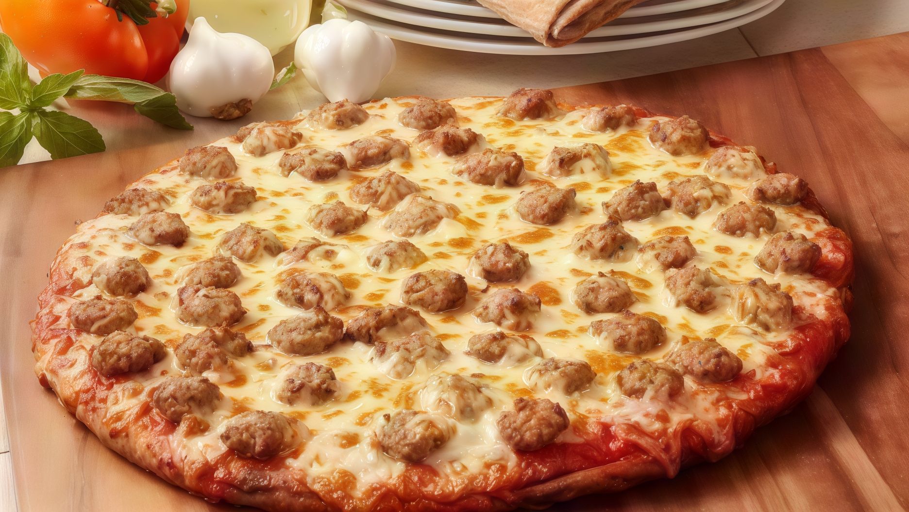 Sausage With vegetables and cheese Manakish