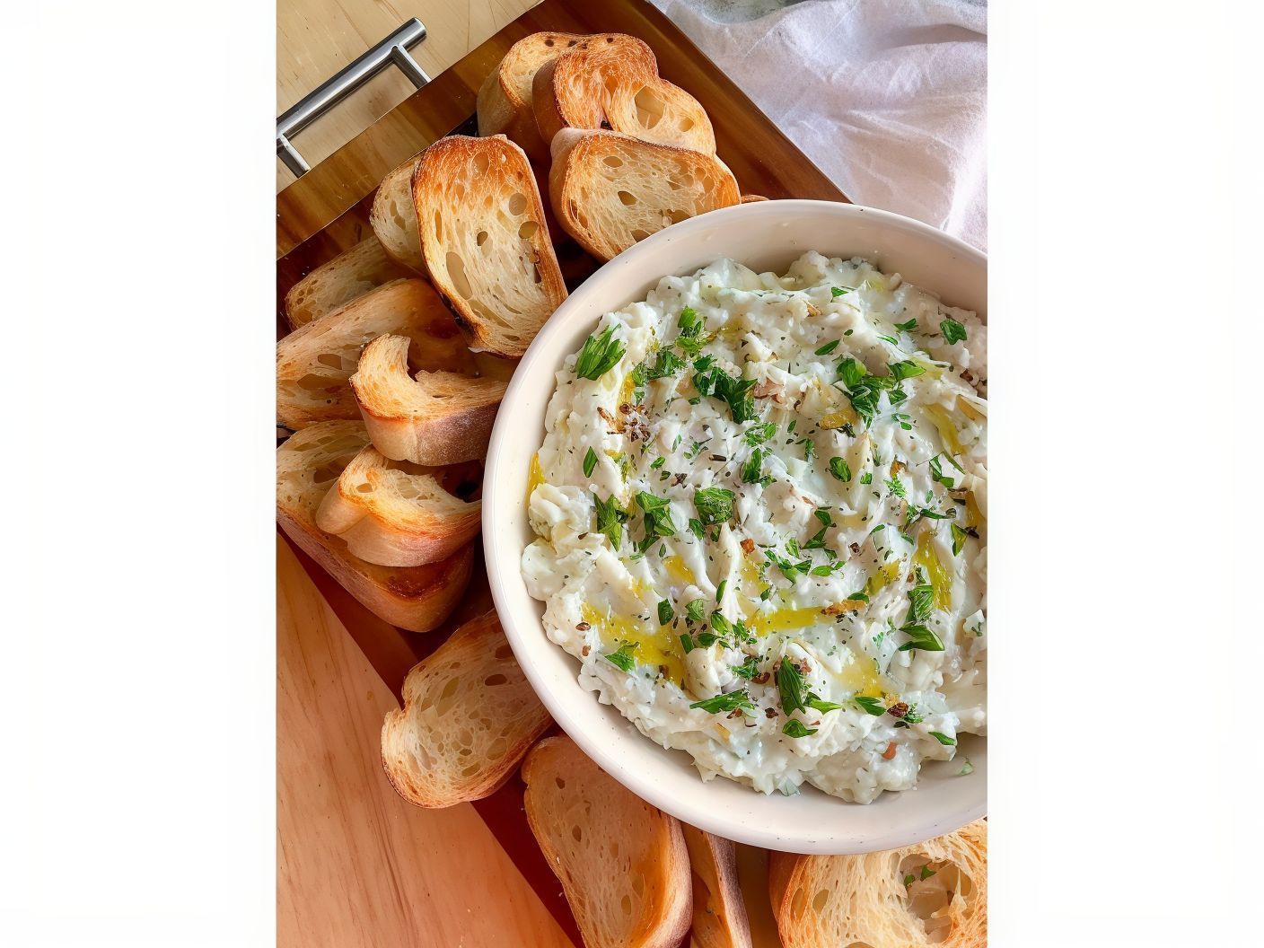 Garlic dipand toasted bread
