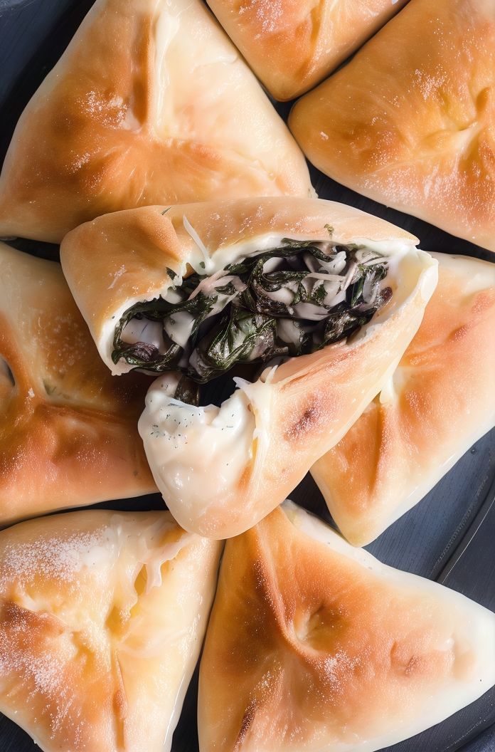 Spinach with mozzarella cheese Manakish