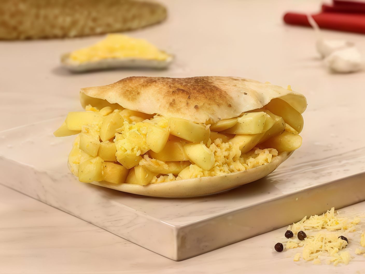 Potato Sandwich with Rumi and Cheddar Cheese
