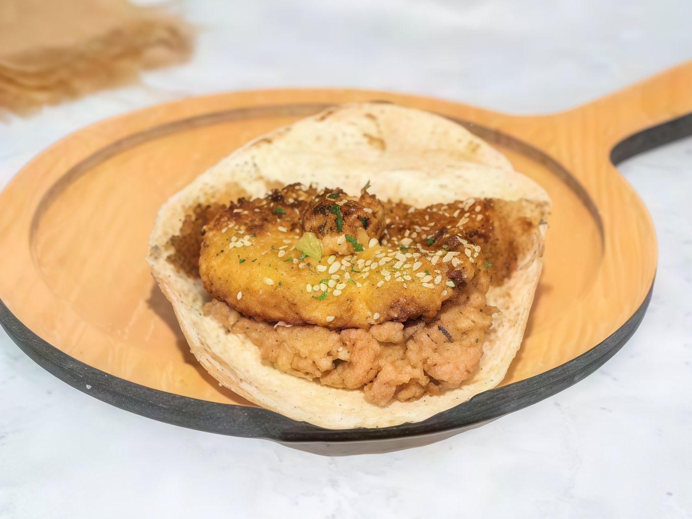 Foul Sandwich with Falafel