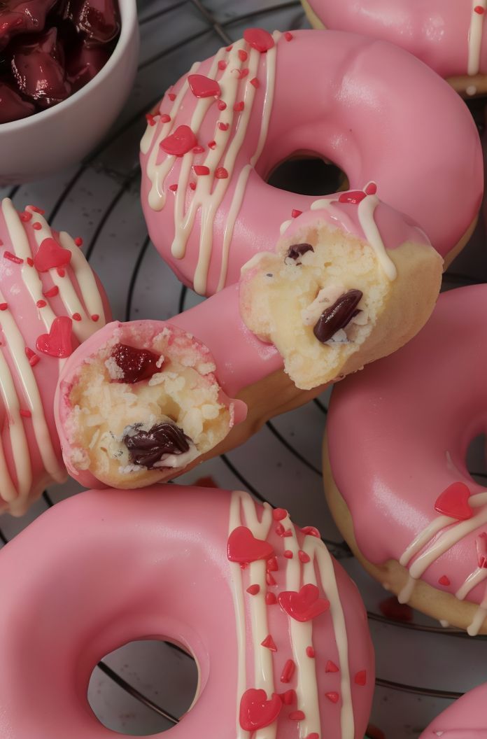 Pink White Chocolate Filled Doughnut