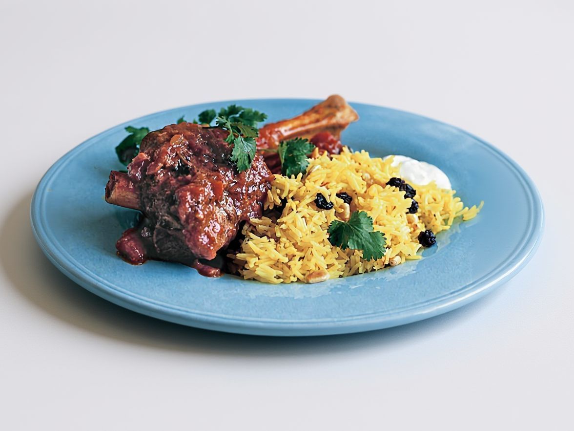 Veal shank with basmati rice