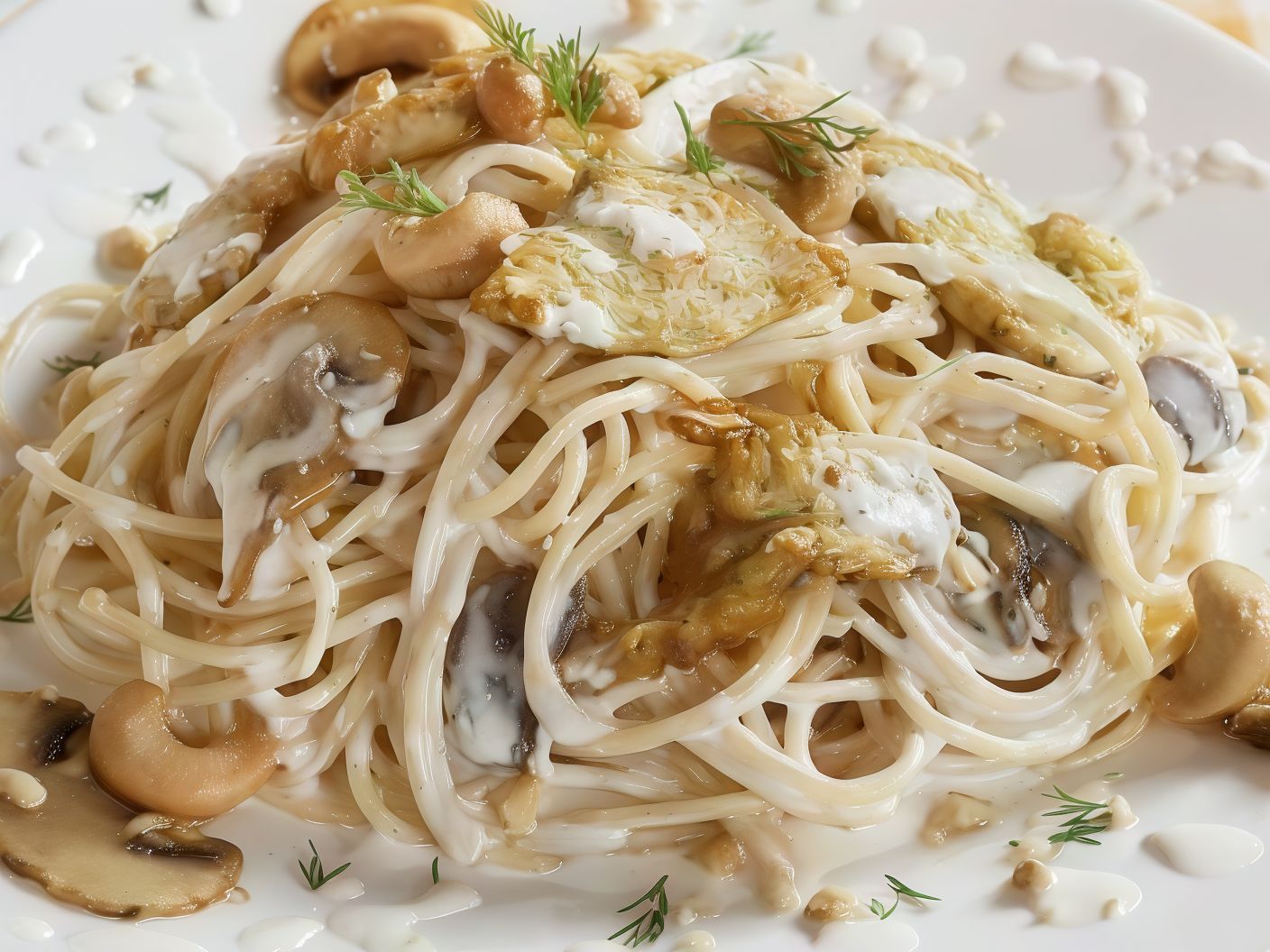 Treno spaghetti with mushrooms