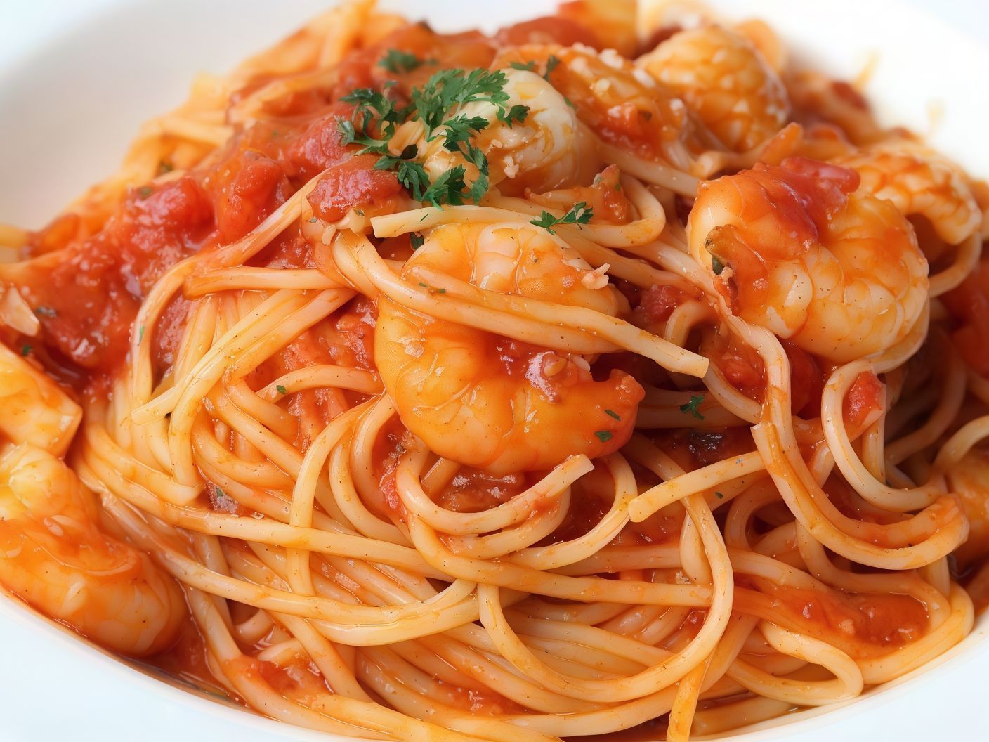 Pasta with Shrimp in Red Sauce