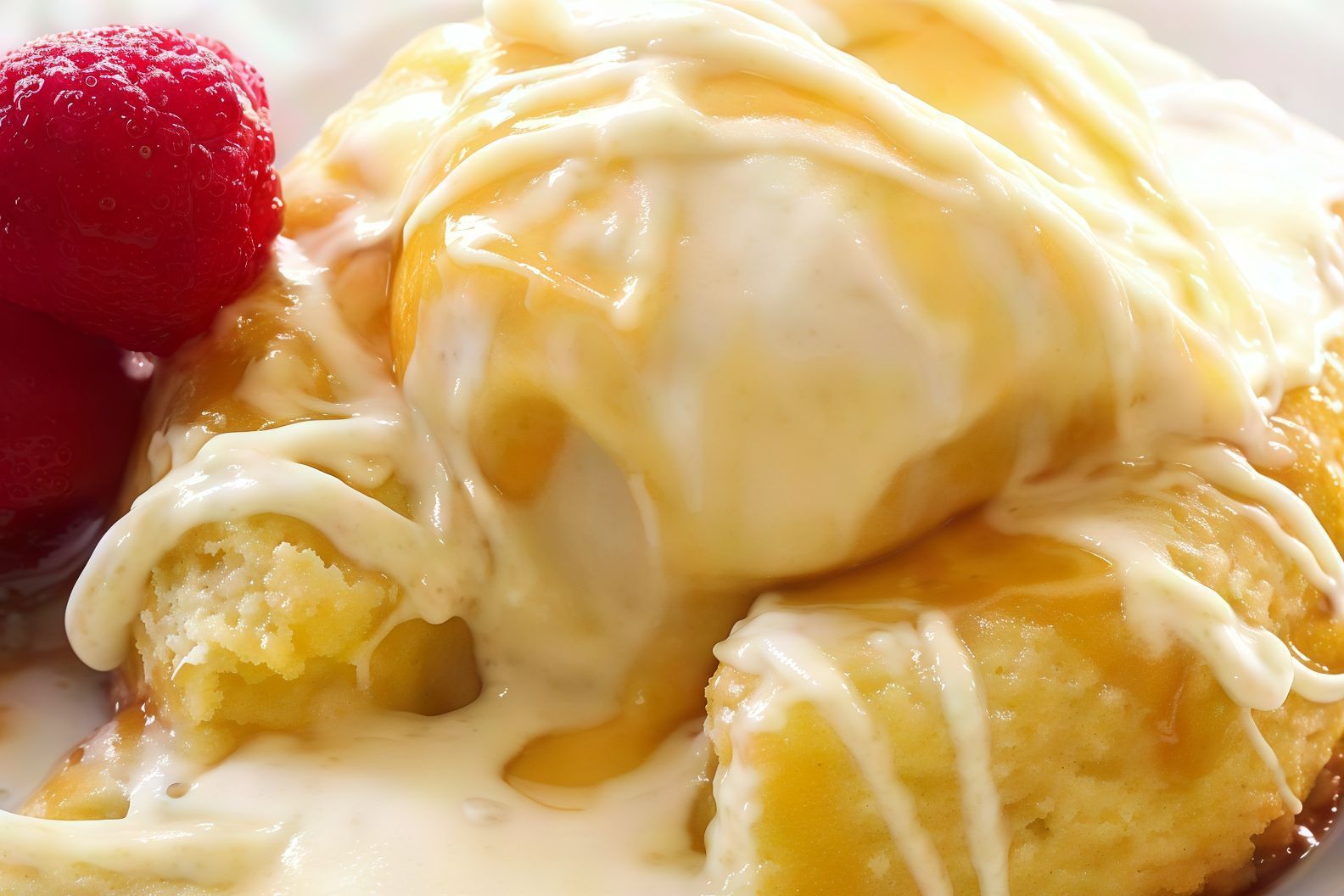 White Chocolate Molten Cake With Ice Cream
