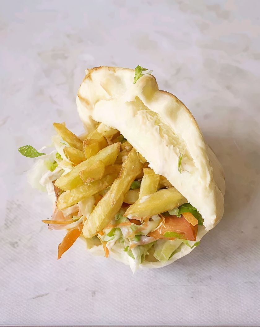 French Fries With Coleslaw Salad Sandwich
