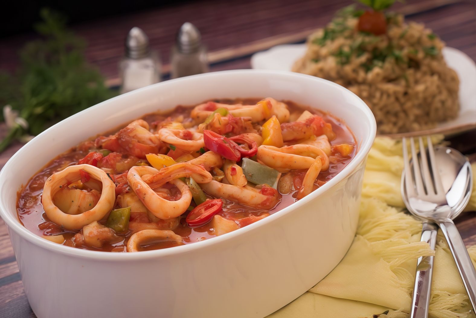 Seafood With Tomato Sauce Pasta