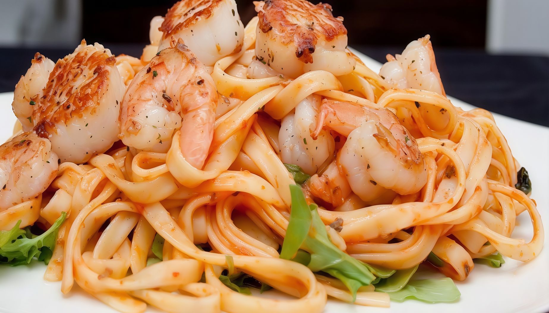 Seafood With Cream Pasta