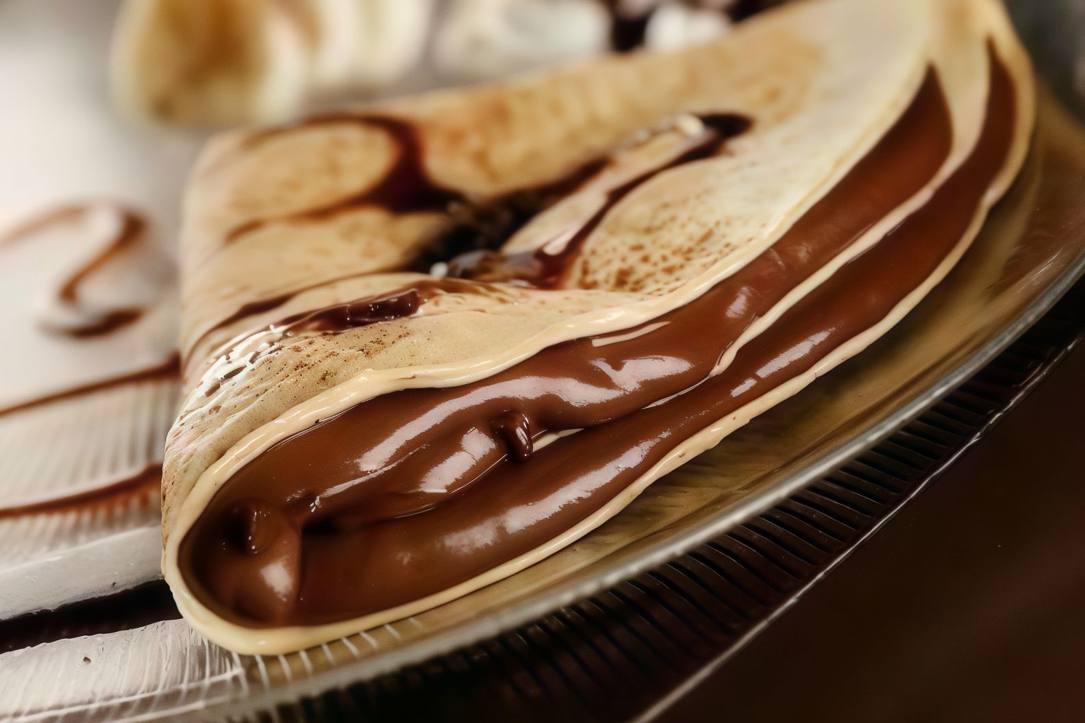 Nutella chocolate crepe with nuts