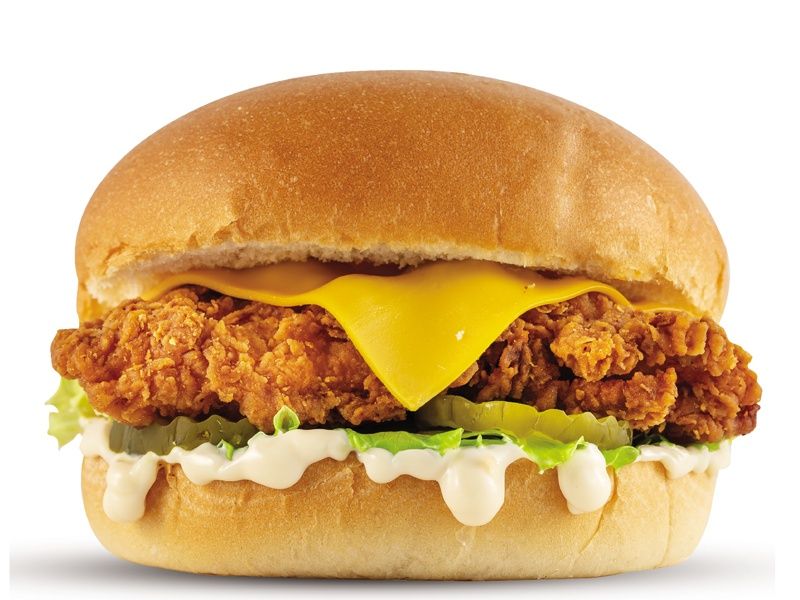 Chicken burger with smoked roast beef