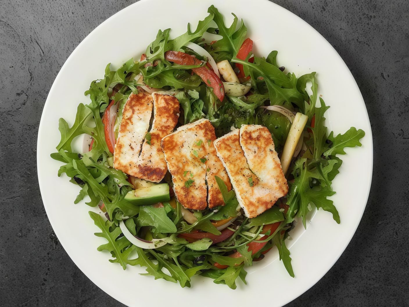 Rocca Salad with Grilled Halloumi Cheese
