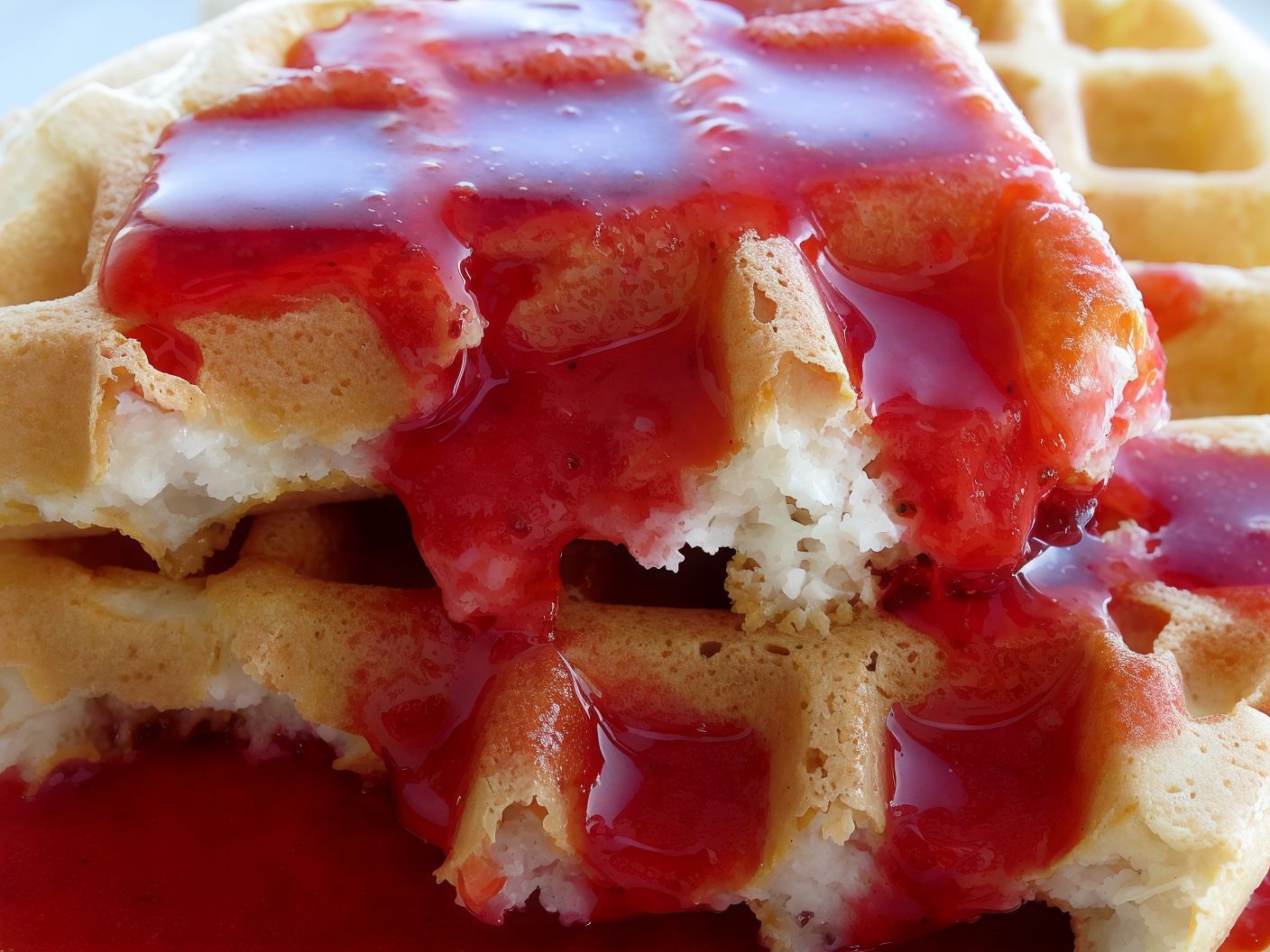 Strawberry Sauce Waffle