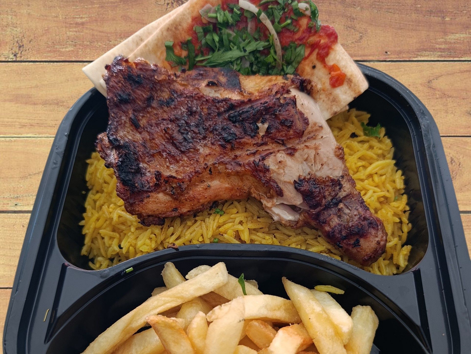 Charcoal-grilled quarter chicken thigh