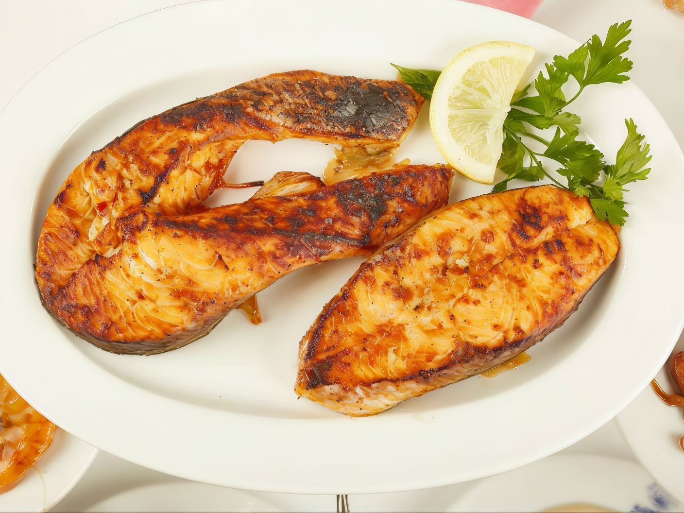 Quarter kilo of grilled salmon