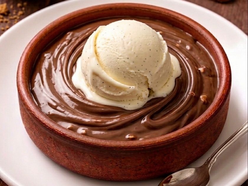 Nutella Chocolate Casserole With Ice Cream