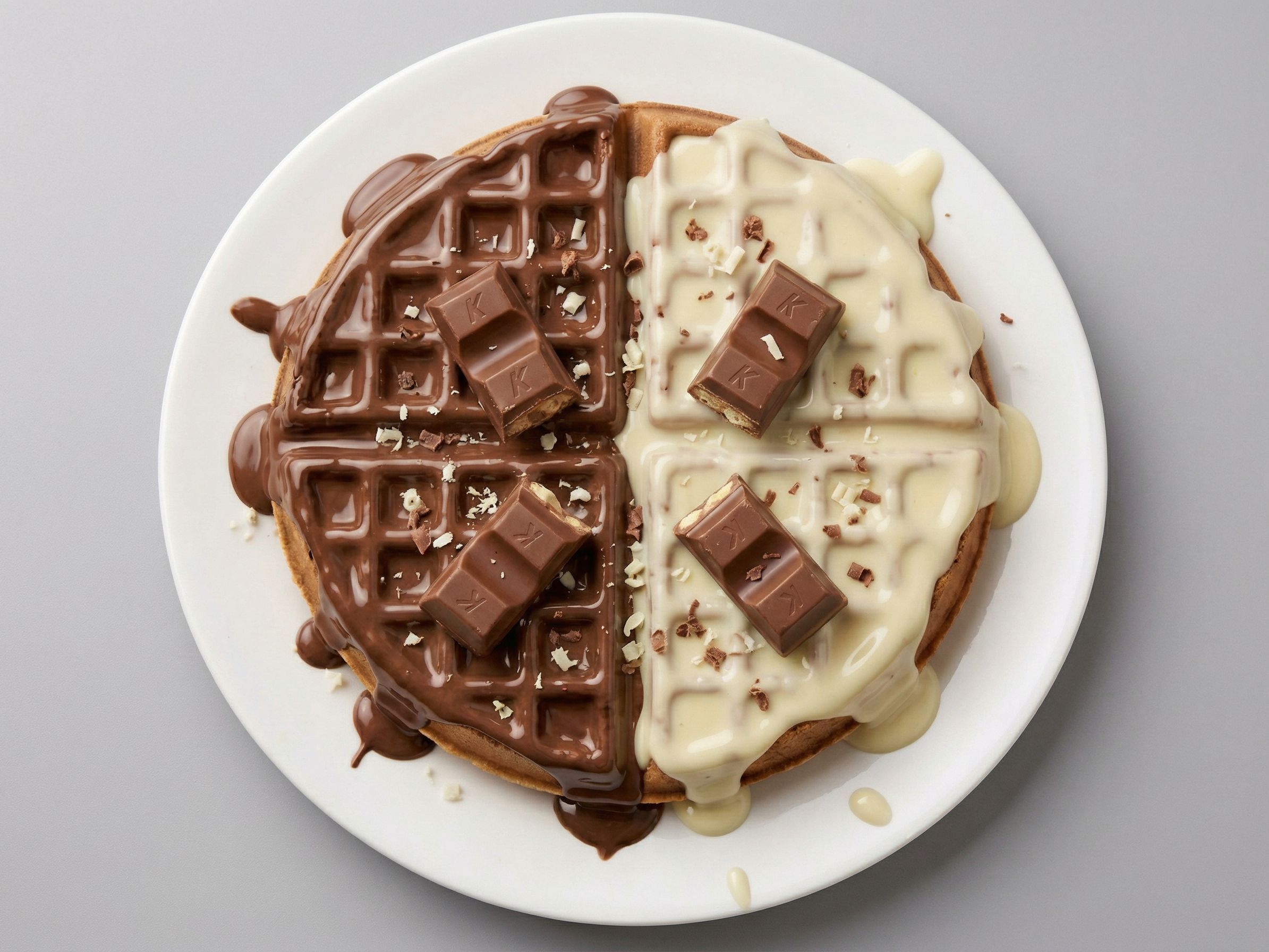 Waffle half Nutella and half Kinder