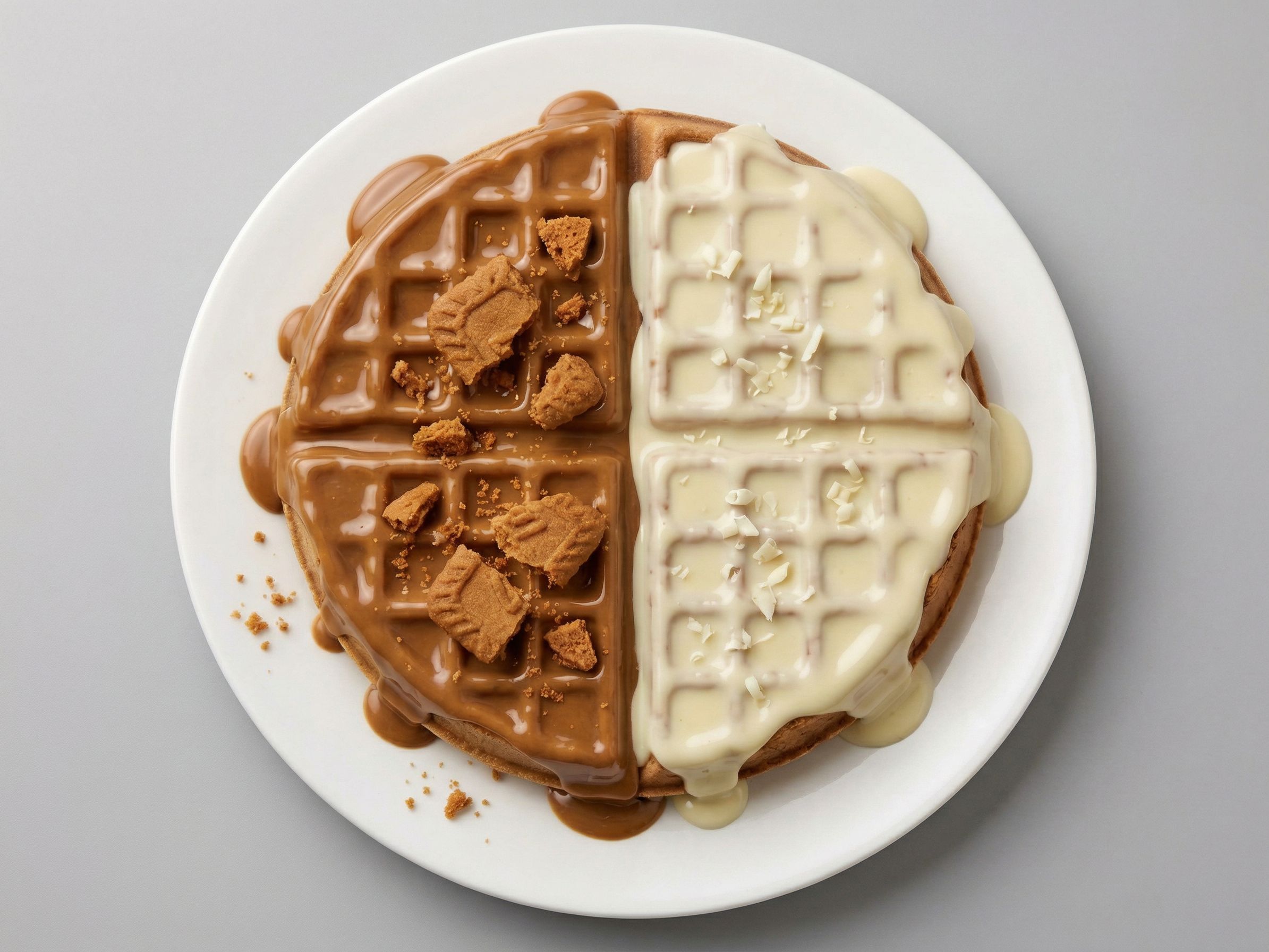 Waffle half white chocolate and half lotus